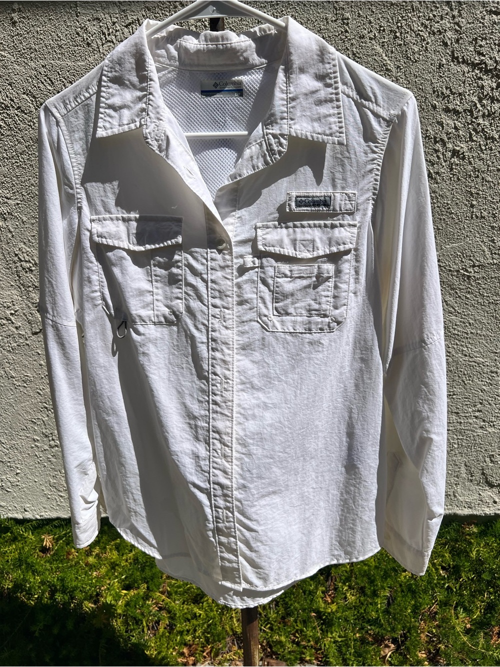 Columbia White Long-Sleeve Outdoor Shirt